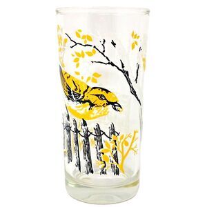 Peanut Butter Jar Glass Ann Page Bird Series Vtg 1950's Yellow Vireo 5.75" Tall